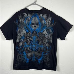 🔥🔥 MMA ELITE Y2K Gothic Grunge Graphic AOP T-Shirt Size LARGE - GUC